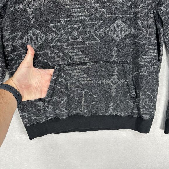 On The Byas Geo Print Cotton Polyester Gray Black Sweatshirt Size Medium Pocket - Picture 4 of 8